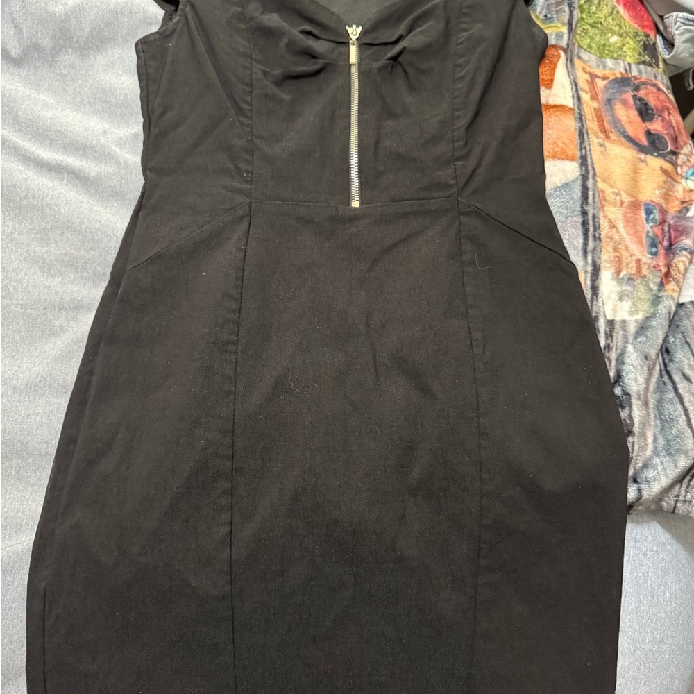 Dots Black and Silver Tie Front Sheath Dress